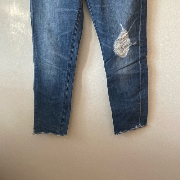 Madewell The Perfect Summer Busted Knee Cotton High Rise Dark Wash Denim Jeans - Picture 3 of 9